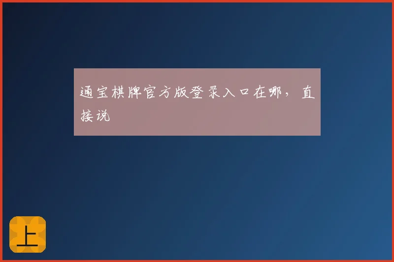 通宝棋牌官方版登录入口在哪，直接说